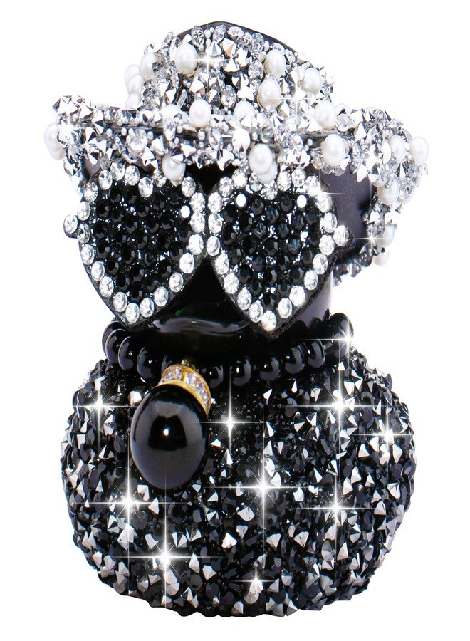 wonuu Black Diamond-Studded Bling Rubber Duck Car Ornaments Rhinestones Sparkly Dashboard Decorations for Cool car Accessories, A_Silver - Image 1
